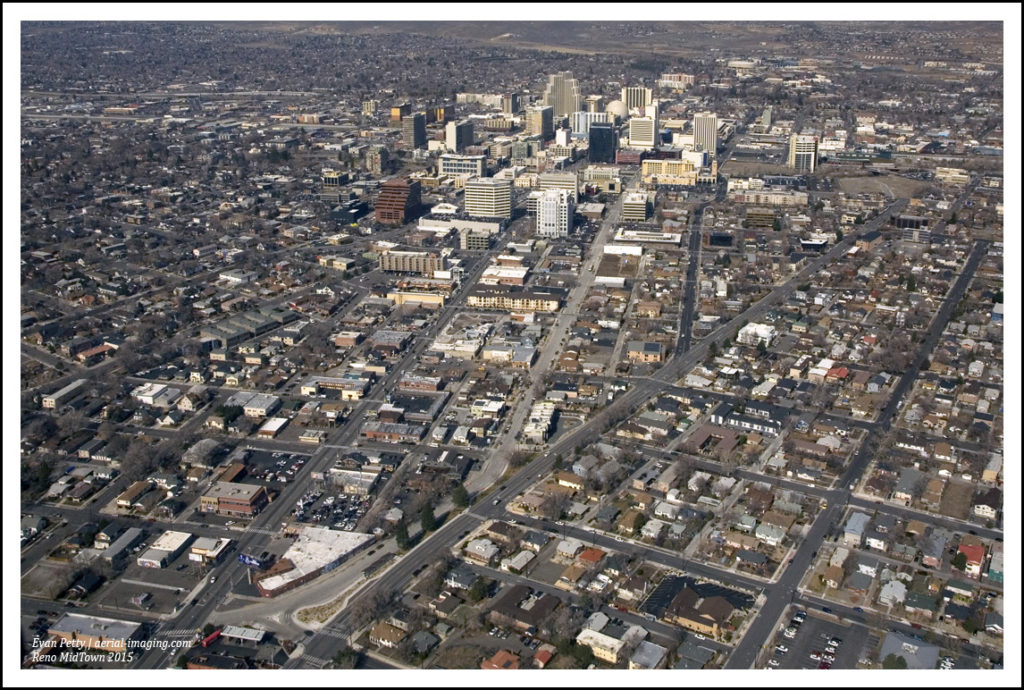 Aerial View of MidTown Near Downtown Reno, NV