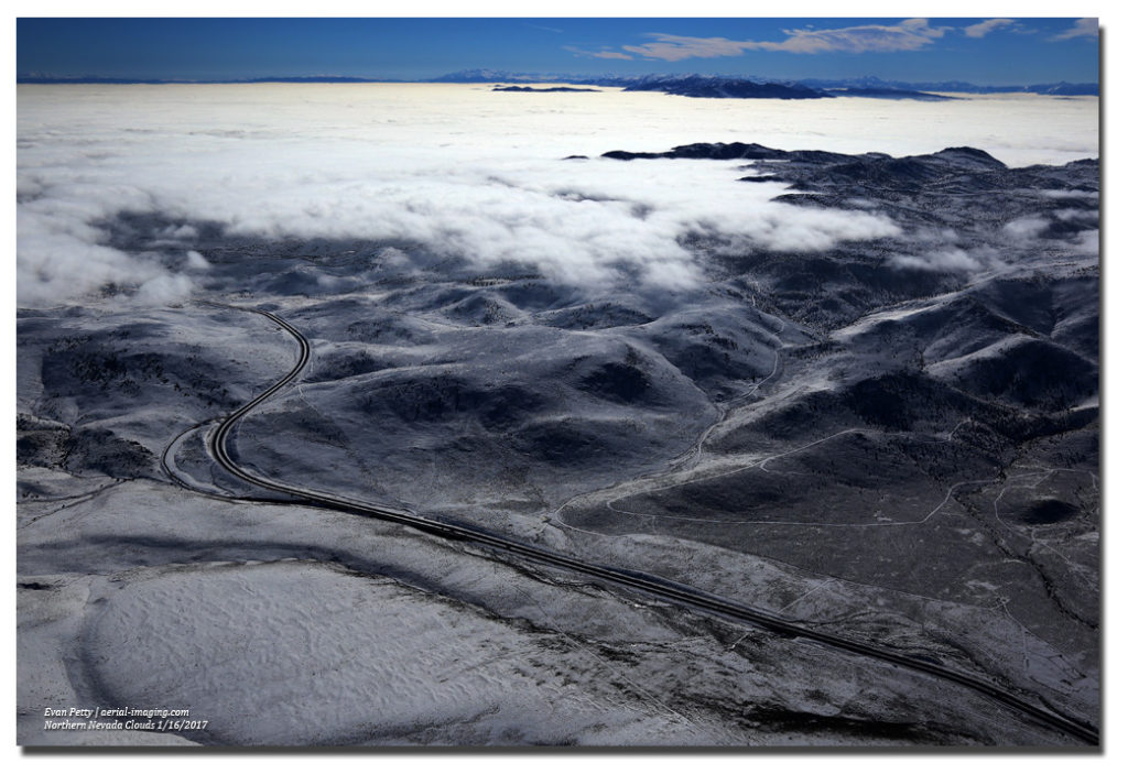 Aerial View of Mountains with Clouds in Nevada