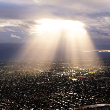 Aerial Storm Light Over City