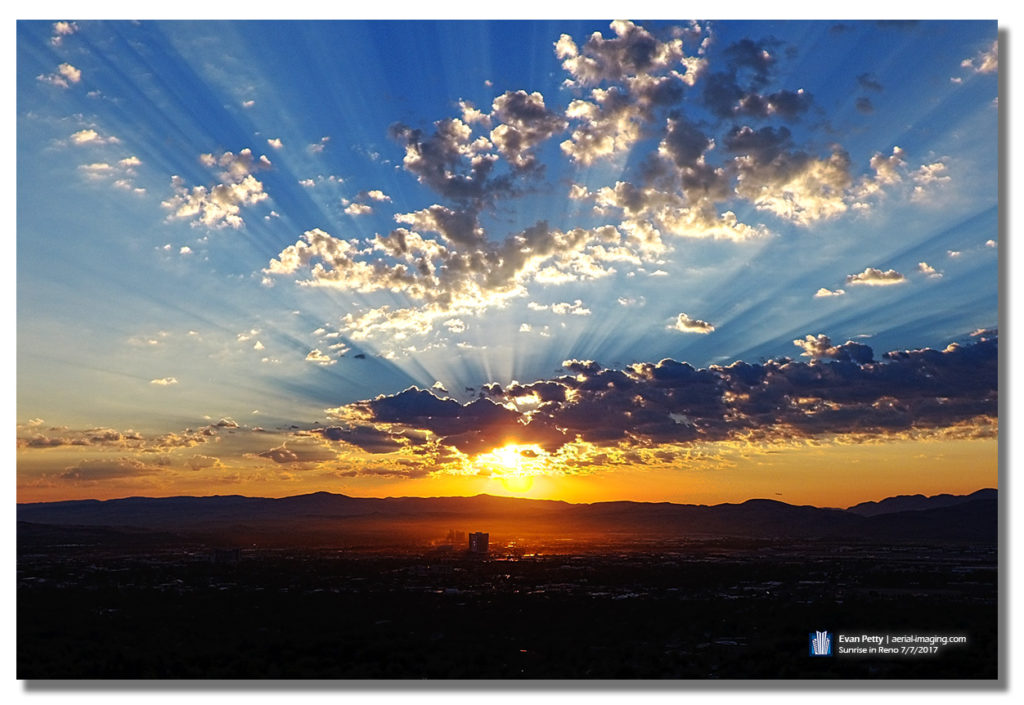 Sunrise over Reno, Nevada Aerial View