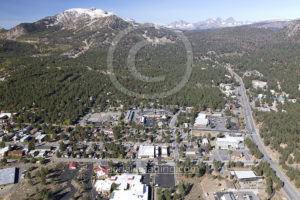 Mammoth Lakes Downtown Aerial Photo Drone and Mammoth Mountain