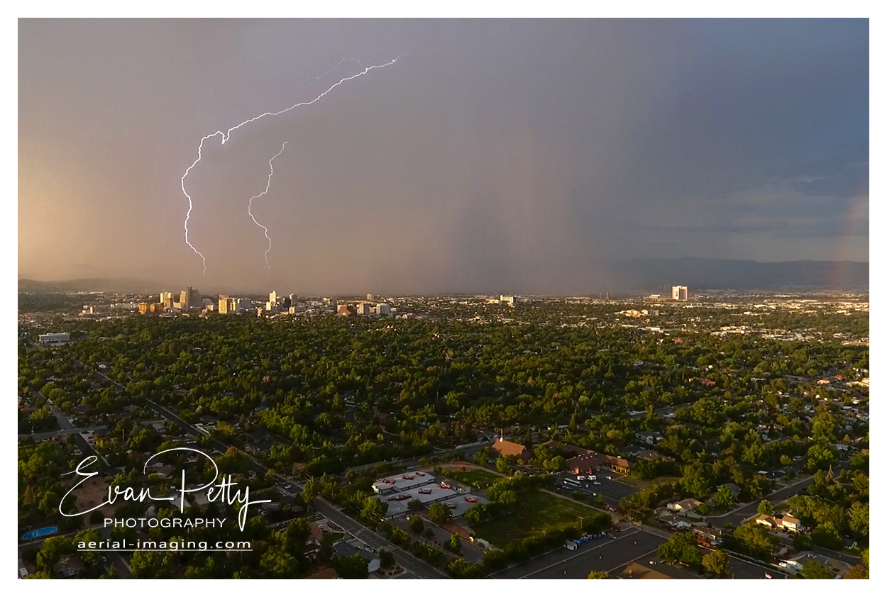 Lightning Aerial View Over Downtown Reno Drone & Aerial Photography