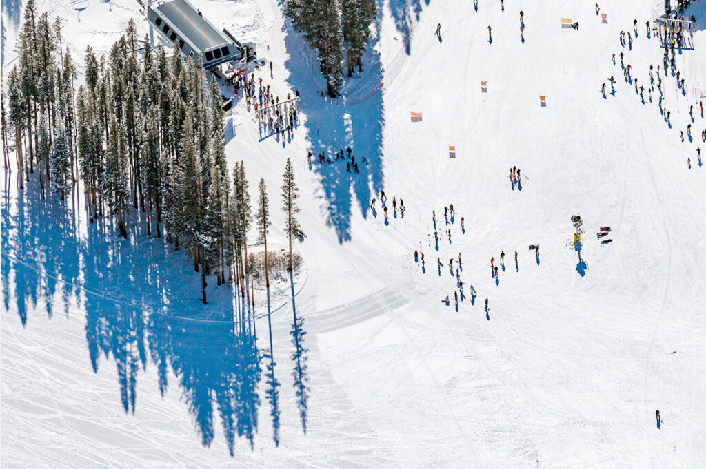 Skiers at Mt Rose from Above