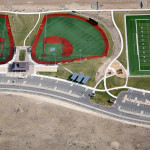 Aerial of baseball field under construction