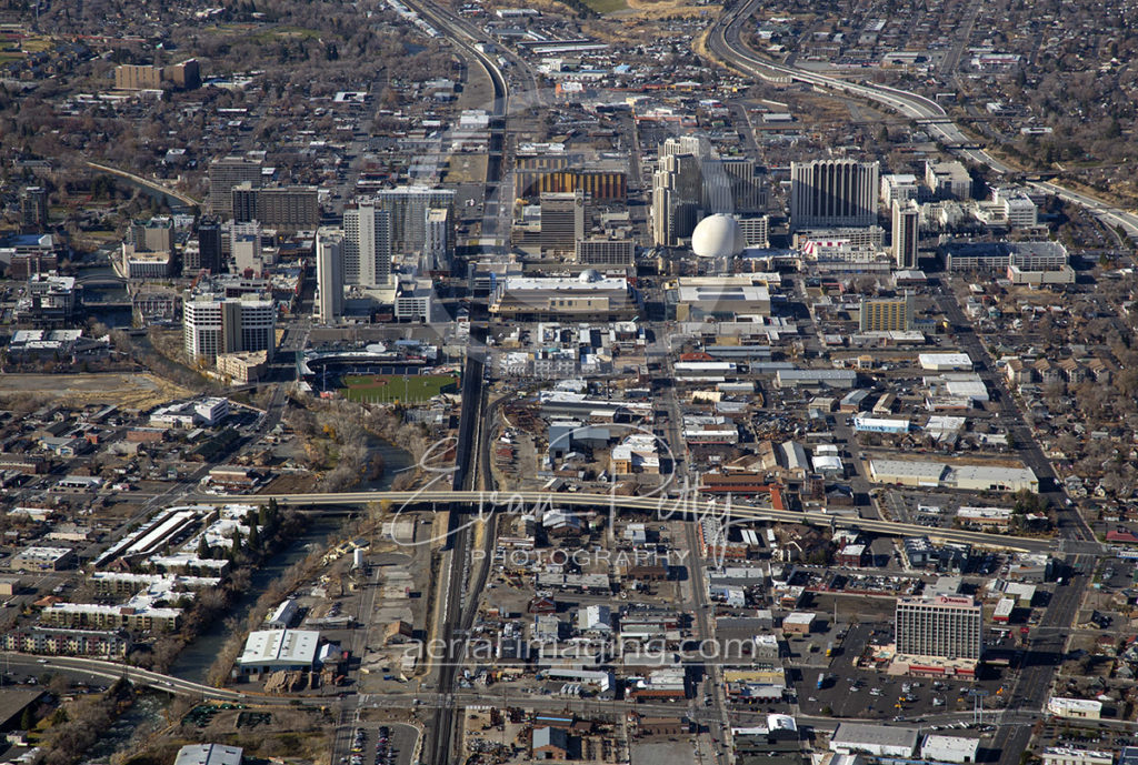 Aerial View Downtown Reno, Nevada 2017