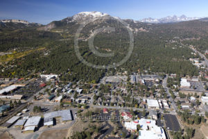 Downtown Mammoth Lakes Aerial Drone and Mammoth Mountain