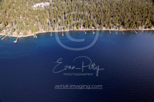 Beach and Piers in Lake Tahoe Aerial